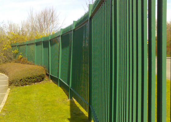 6m Pvc Coated Steel Palisade Fencing D / W Pale 65mm For Commercial Properties