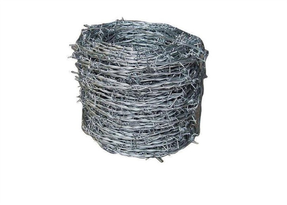 Single Twist 4 Points Stainless Barbed Wire 25kg / Coil 15mm Barb Length For Safety