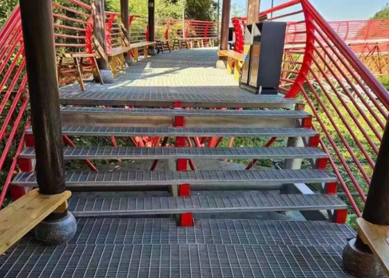Galvanized Serrated Steel Grating Floor For Stair Tread 40×5mm