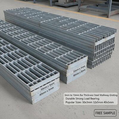 3mm to 10mm Bar Thickness Steel Walkway Grating Durable Strong Load Bearing Popular Sizes 30x3mm 32x5mm 40x5mm Free Sample