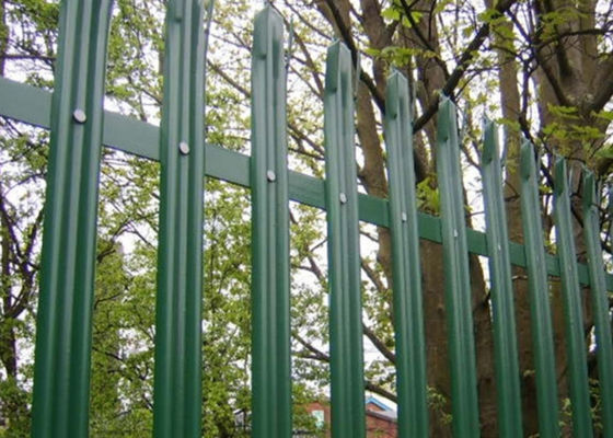 Pvc Coated Green Steel Palisade Fencing Europe 2.4mm Pale For Railway